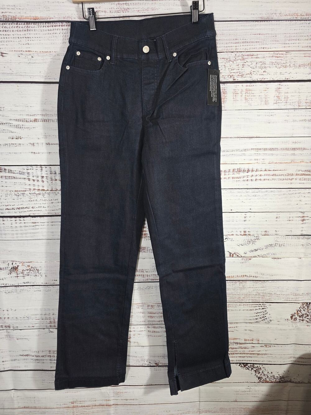 Denim & Co Adaptive Women's Jeans Size 8 Dark Wash Straight Leg Pants Stretch